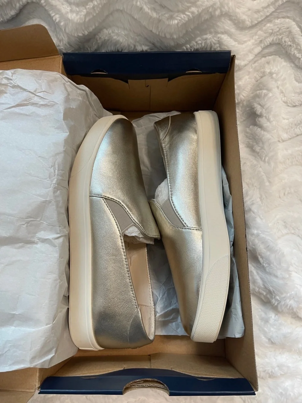 Cole Haan Gold Leather Slip-On Sneakers - Picture 16 of 16